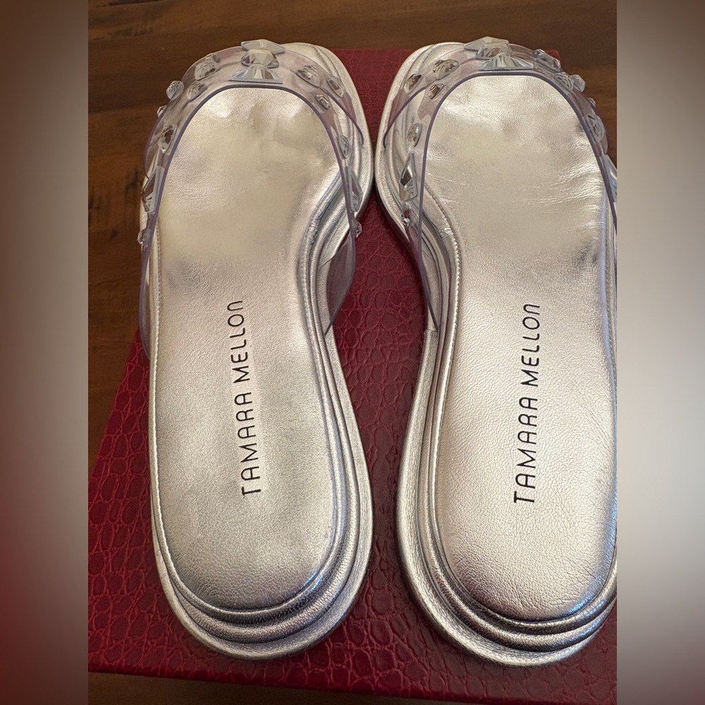 Tamara Mellon Silver Sandals with Metallic Finish - Picture 5 of 14